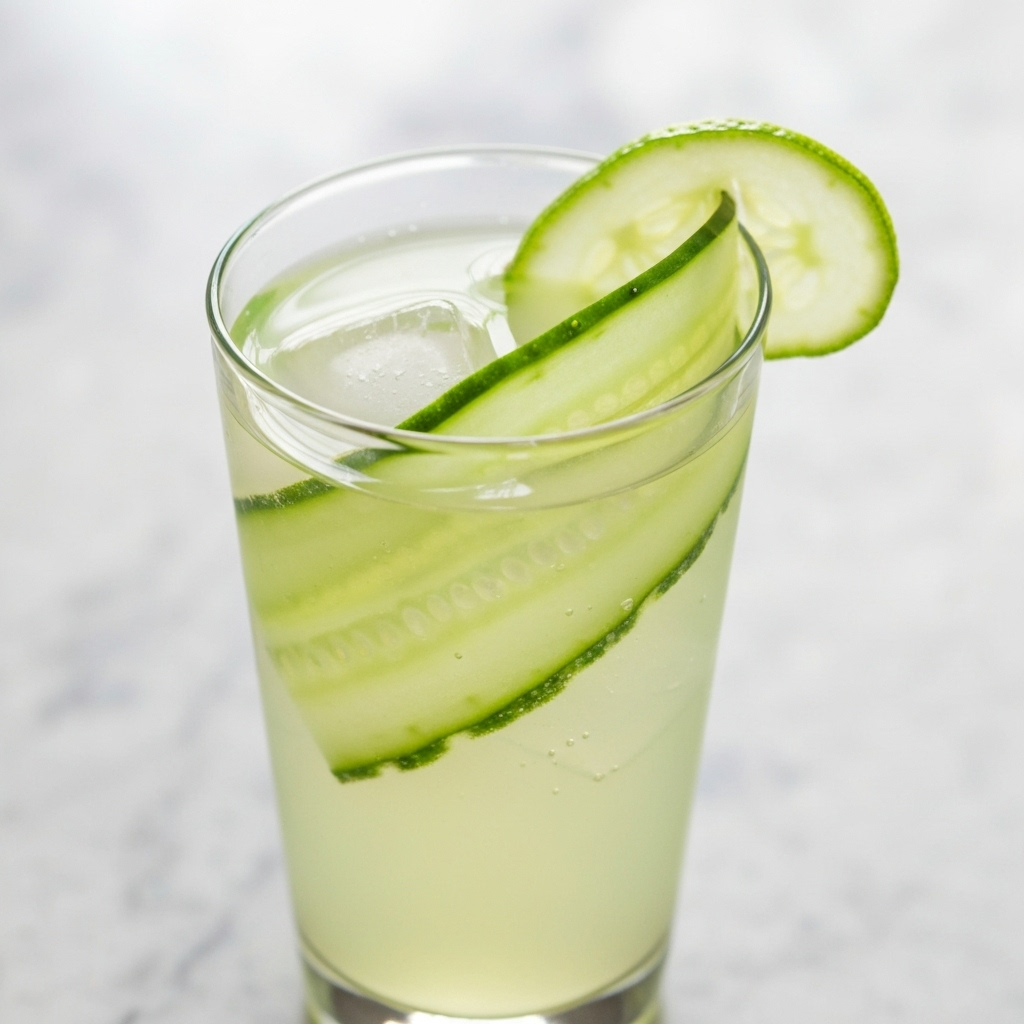 Cucumber Lime Refresher craft mocktail with fresh herbs and premium mixology presentation