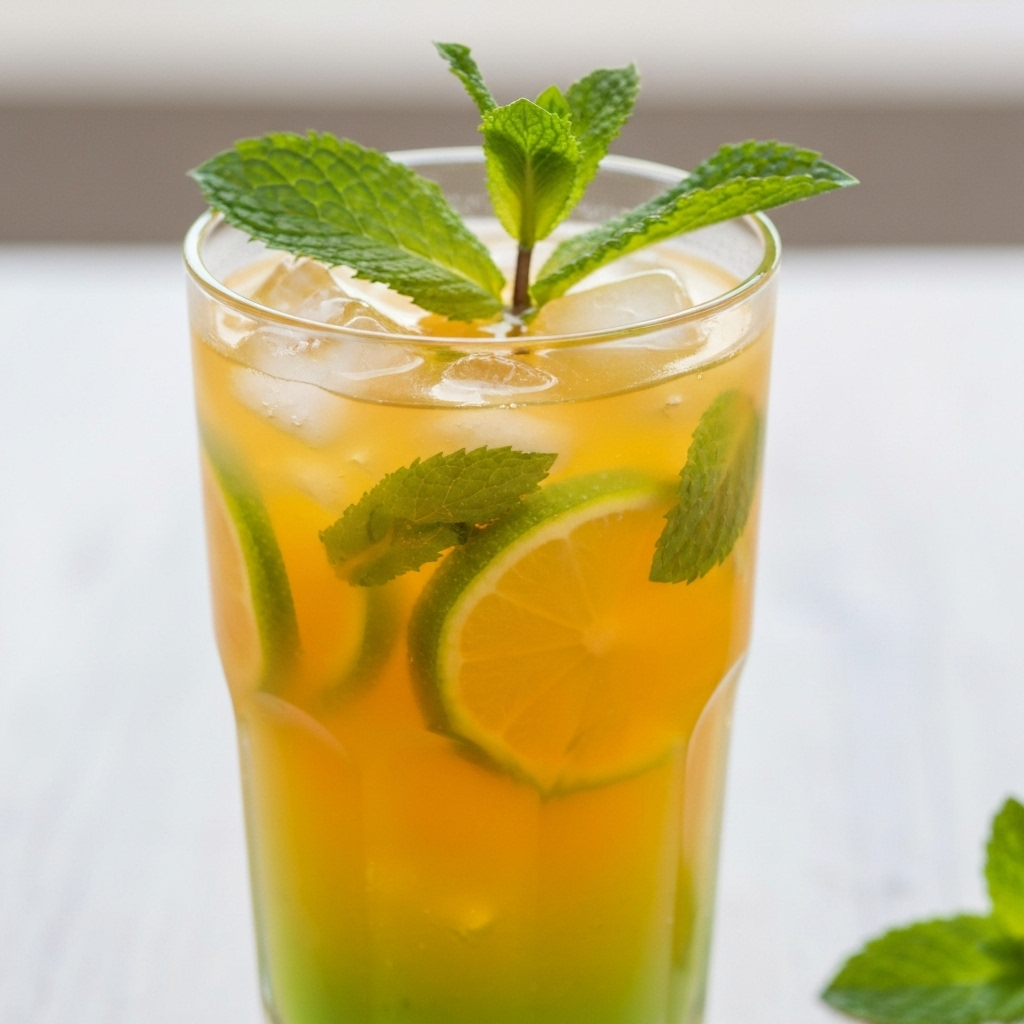 Citrus Sunrise mocktail with fresh garnish and vibrant citrus colors in elegant glass